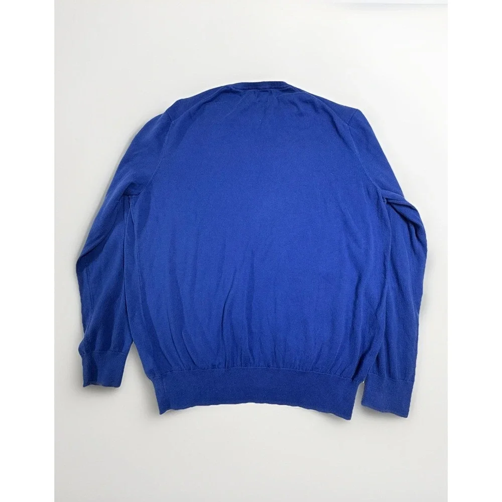 Polo Ralph Lauren Sweater Mens Large Blue Pima Cotton Crewneck Pullover Red Pony